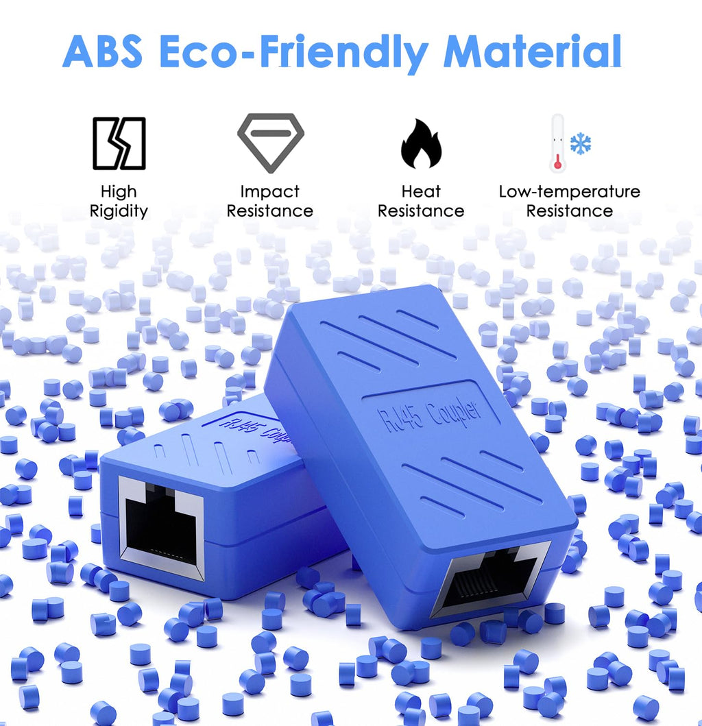 RJ45 Coupler Female to Female Ethernet Coupler for Cat7/Cat6/Cat5/Cat5E Network Cable Extender Adapter RJ45 in Line Coupler (Blue5 Pack)